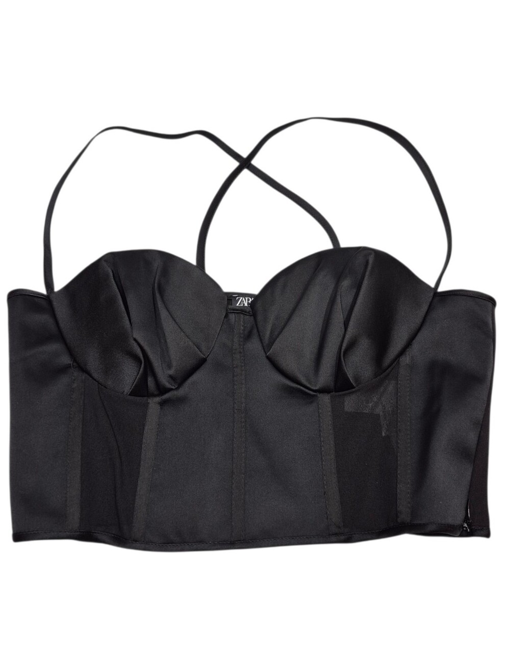 Zara Bustier Top Women's Medium Sheer Back Black New Without Tags